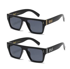 LOCS Gangster Style Debt Collector Square Flat Top Locs Logo Temple Sunglasses
