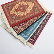 Persian Carpet Mouse Pad Retro Style Tassel Edge Table Woven Rug Decor Laptop PC