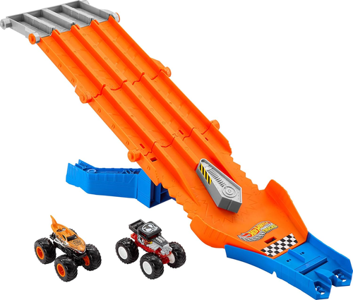 Hot Wheels Toy Monster Trucks Track Set with 1:64 Scale Mega-Wrex & Tiger Sha... - Picture 9 of 12
