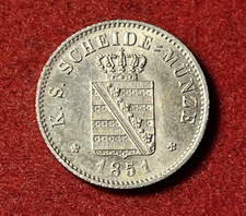 Saxony 2 Neu Groschen 1851 F UNC Silver Coin KM#1160 T10431