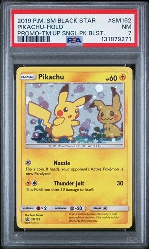 Pikachu SM162 Holo Promo Team Up Single Pack Blisters Pokemon PSA 7 *271