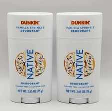 Native Dunkin' Deodorant Vanilla Sprinkle, 2.65 oz LIMITED EDITION Lot of 2