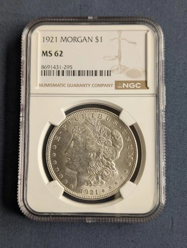 1921-P  $1  MORGAN SILVER DOLLAR  "PHILADELPHIA"  NGC MS62  #8672754-059