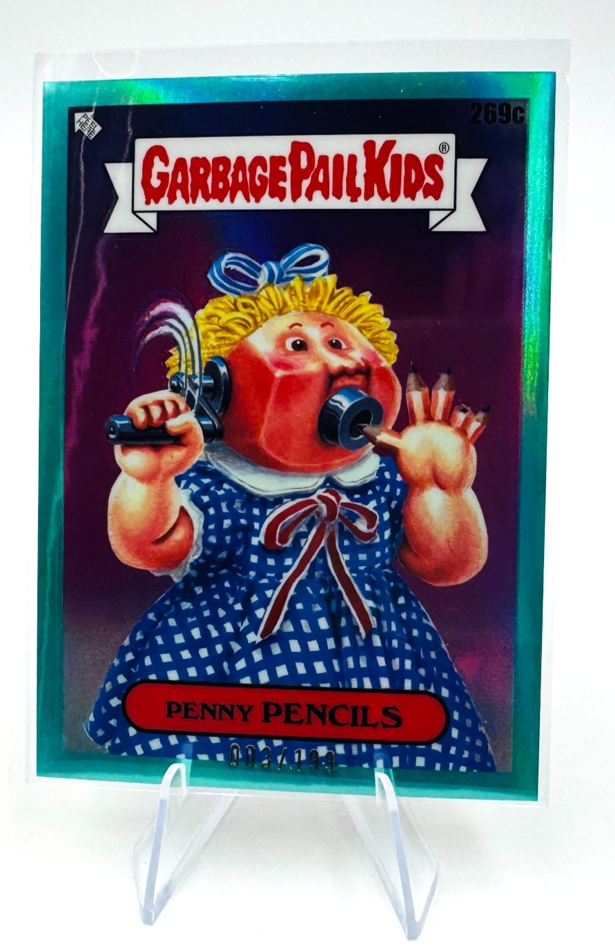 PENNY Pencils 269c Teal #/199 Topps Garbage Pail Kids Chrome Series 7 Card GPK-image