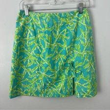 Lilly Pulitzer Vintage Tropical Toucan Skirt Bow Womens size 6 Y2K Green