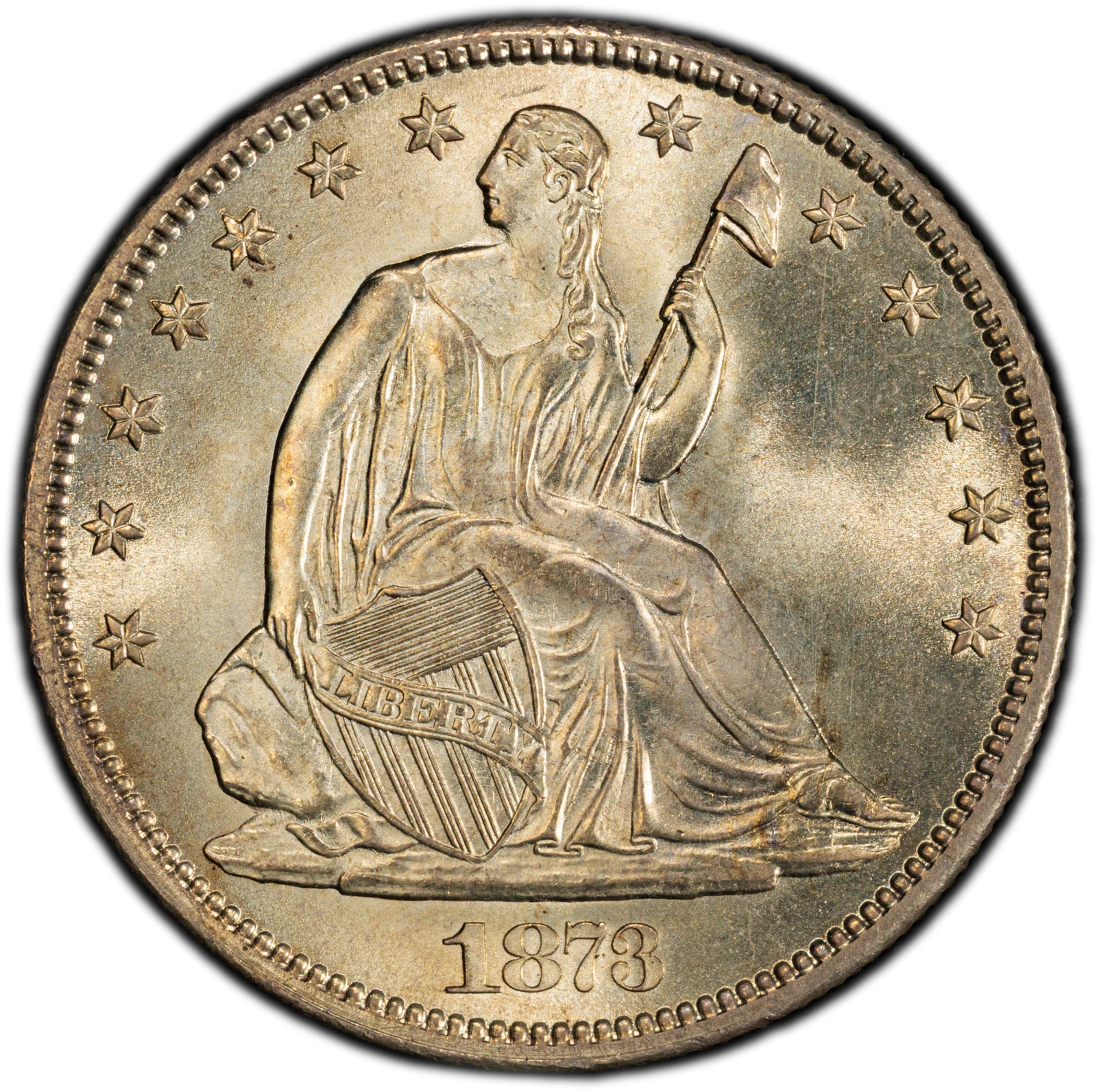 1873-CC 50C No Arrows Liberty Seated Half Dollar PCGS MS67