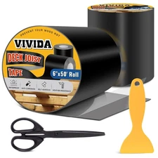 VIVIDA Butyl Joist Tape for Decking 6" × 50' (2 Roll), Waterproof Deck Jois
