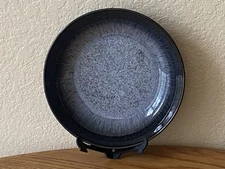 Set of 2 DENBY Halo PASTA BOWLS Round 8.5" Stoneware Gray Black Speckled NEW