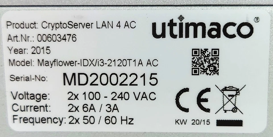 Utimaco CryptoServer LAN 4 AC Mayflower-IDX Teile fehlen Ungeprüft als Defekt - Bild 3 von 4