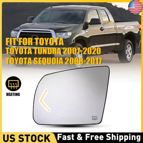 Left Side Heated Mirror Glass R For 2007-2020 Toyota Tundra Driver Side Mirror