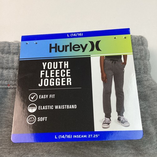 Hurley Youth Boys Fleece Jogger Sweatpants Stretch w/Pockets, Gray, L 14/16 - Picture 3 of 9