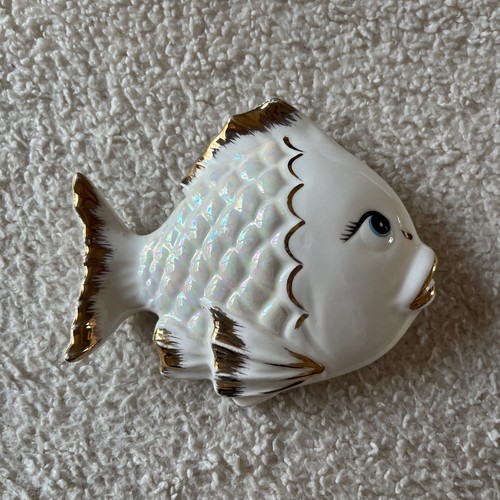 Vintage MCM Keramik Fisch mit Blasen Wandbehang Glanzware/McClurg Japan - Bild 2 von 8