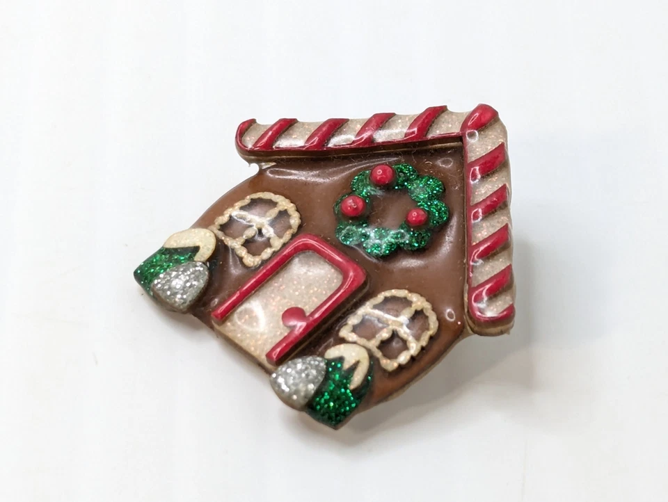 Lucinda Gingerbread House Pin Navidad Brillo Corona de Nieve RARO Excelente Estado. Foto 2 de 4