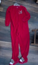 Nick Nora Sock Monkey Footed Pjs Pajamas Size M Sleepwear Red