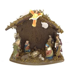 12-piece Nativity Scene Manger with Figures and Angel Christmas Holiday Display