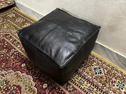 Unstuffed Leather MoroccanOttoman New 20''Handmade Genuine Pouffe Boho Footstool - Picture 6 of 9