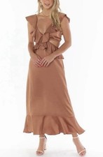 Show Me Your Mumu Zoey Midi Dress In Copper Luxe Satin Bridesmaid NWT Sz Small