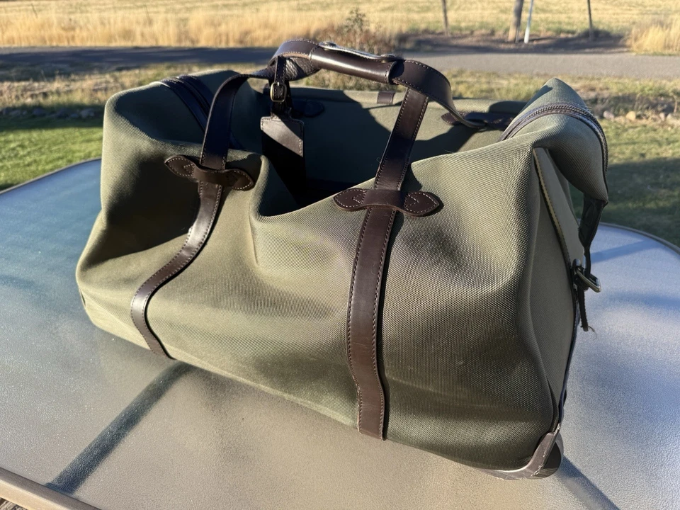 Bolso de Lona Vintage Polo Ralph Lauren Grande Verde Recubierto de Lona y Cuero con Ruedas Foto 2 de 4