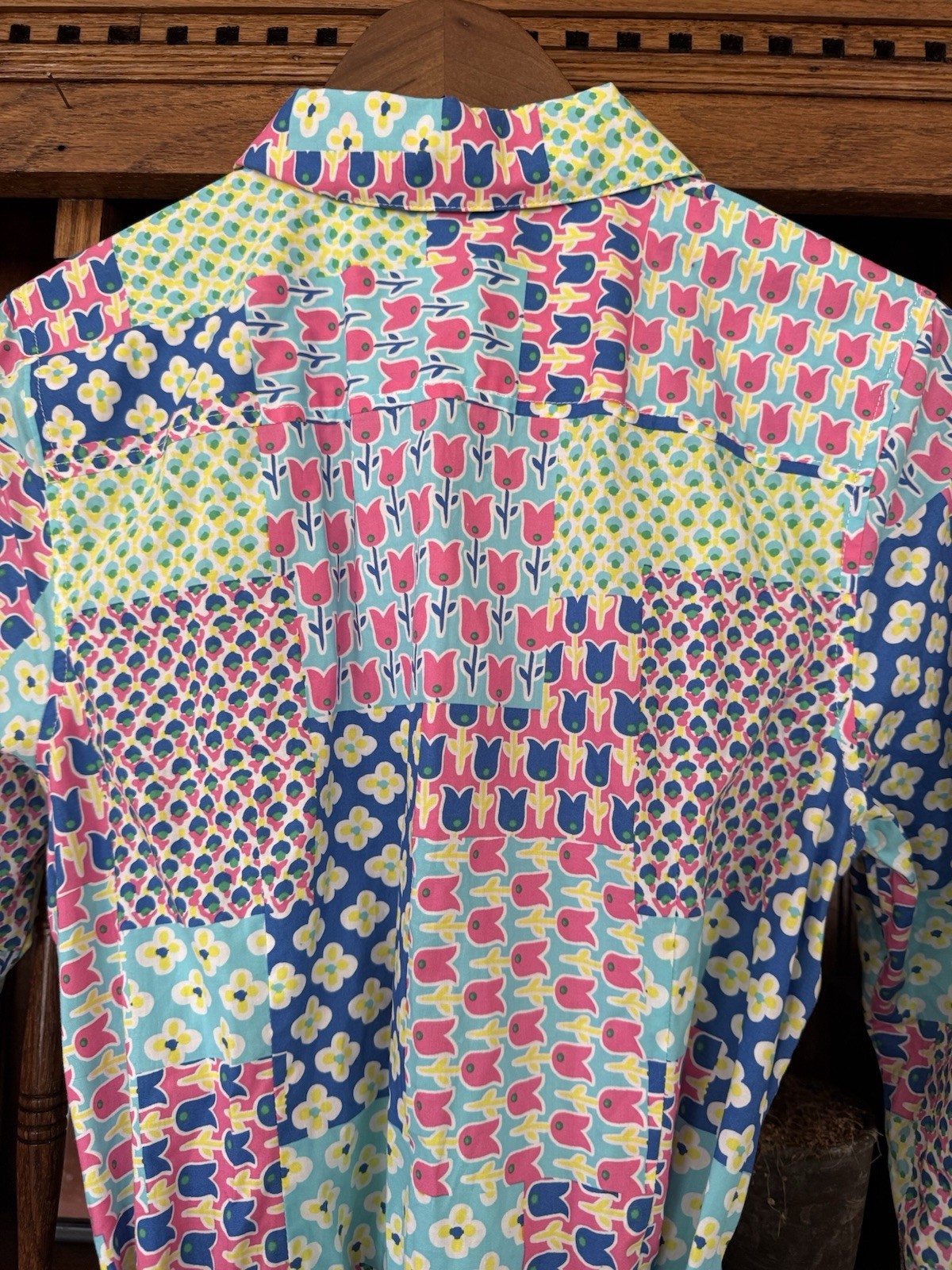 TALBOTS 12P Colorful Patchwork Belted Shirtdress … - image 10