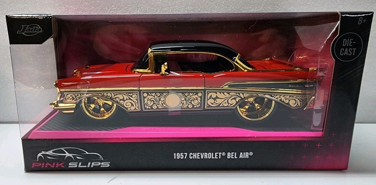 2025 Jada Toys Pink Slips 1957 Chevy Bel Air Red With Gold Trim
