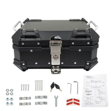 22L Motorcycle Aluminum Trunk Rear Top Case Luggage Tour Tail Tool Box Lock