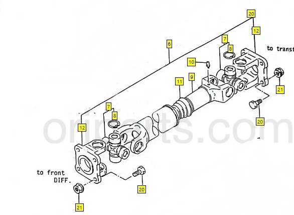 Задний карданный вал совместимый с suzuki samurai sj410 19 дюймов 8 мм маленький болтовой фланж - Изображение 2 из 2