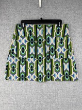 Maeve By Anthropologie Womens Marisela Mini Skirt Green Geometric Print Retro M