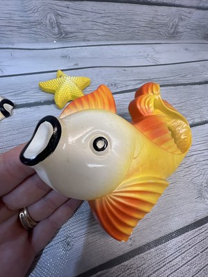 Vintage Miller Studio Chalkware Fish Set Of 3 Bathroom Wall