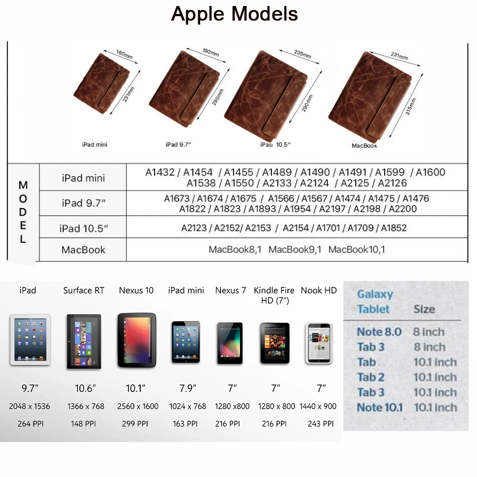 Tablet Tasche Echt Leder Braun 10-11 Zoll Schutzhülle Etui Case Sleeve - Bild 4 von 4