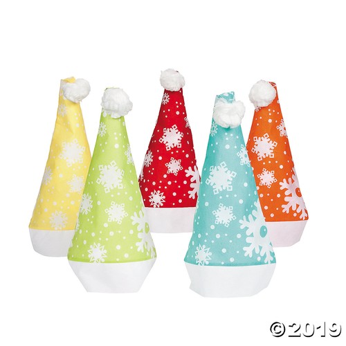 Weihnachtsmann große verschiedene bunte Schneeflocken Nikolausmütze. Je einer 20 Zoll x 24 Zoll