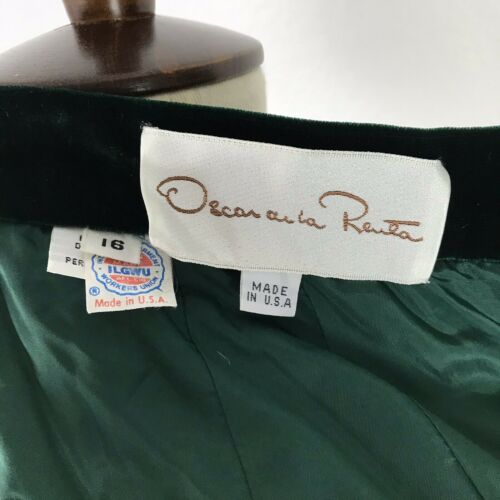 Oscar De La Renta Skirt Vintage Women Sz 16 Pleated Velvet Full Green NWT - Picture 11 of 11