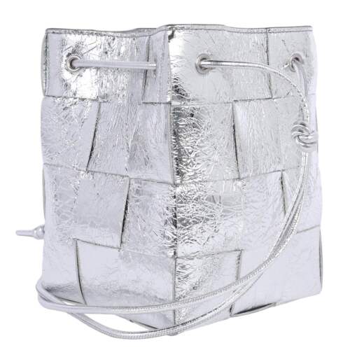 Bottega Cassette Strapped Mini Bucket Bag Silver - Picture 6 of 12