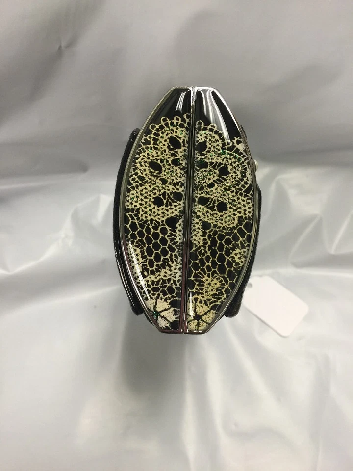 Debbie Brooks Negro Satinado Plata Bolso sin asas Bolso de noche Cartera Encaje Perla Nuevo Foto 4 de 4