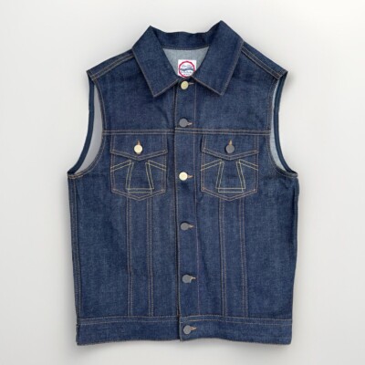 Eat Dust Fit 673 Raw Selvage Denim Biker Vest Men's Size S