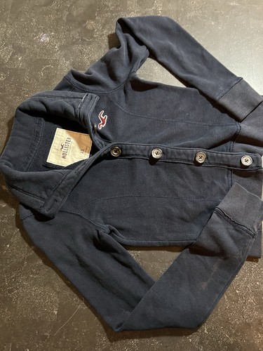 Hollister Jacket Womens XS Navy Blue Button-Up Sweater Collar Cozy Core - Picture 6 of 7