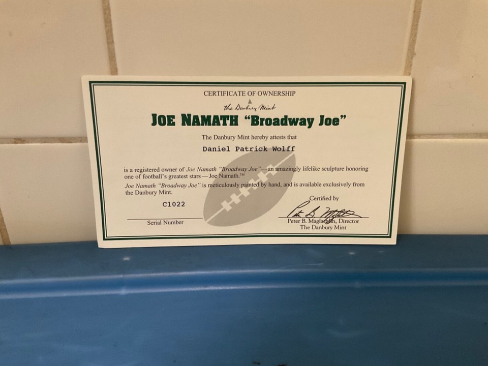 Danbury Mint New York Jets Joe Namath “Broadway Joe” C.O.A eBay