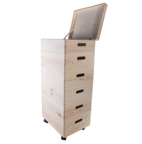 6 Tier Medium Wooden Stackable Storage Boxes | 40 x 30 x 84 cm | Plain Pine - Picture 4 of 6