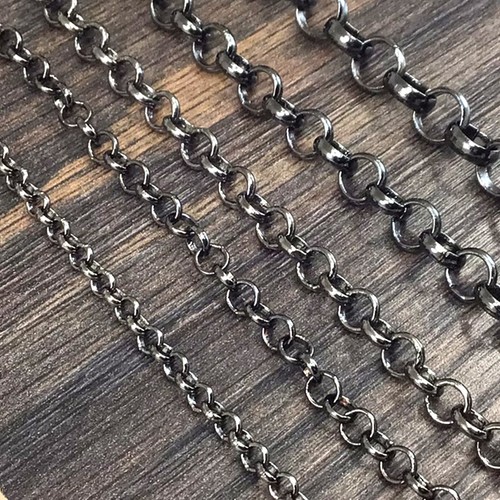 Collar de cadena de eructador encuadernado redondo de metal BlackRolo 3 mm 4 mm 5 mm 6 mm 7 mm - Imagen 4 de 10