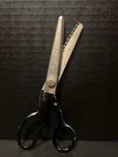Vintage Sta Sharp 7 1/2" Blades Pinking Black Shears Made In USA Scissors