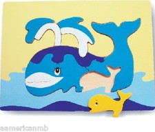WHALES 7 pc Wood Puzzle 11.5x8.5" Educational Toy Wooden Woodcraft Construction