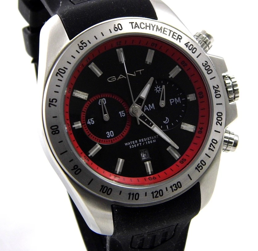 GANT BEDFORD GT059001 Herren Uhr Chronograph Edelstahl schwarz rot