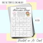 10 x Baby Shower Ice breaker Bingo - Baby Shower Gender Reveal Games Cards 