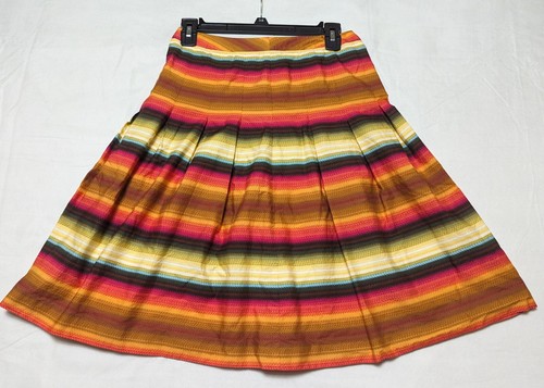 Vintage Talbots Petites Womens Size 2 Serape Sunset Striped Pleated Lined Skirt