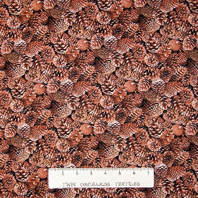 Country Christmas Fabric - Packed Brown Pine Cone - Elizabeth's Studio YARD