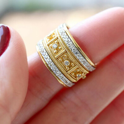 Gorgeous 18k Yellow Gold Plated Rings Women Cubic Zirconia