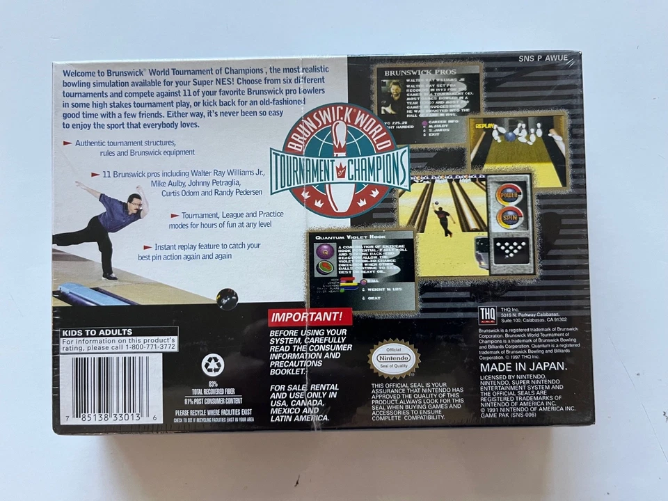 Brunswick World Tournament of Champions Super Nintendo SNES New Factory Sealed - Image 2 of 4
