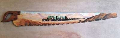 South West Painted Antique 1906 SAW ~BORAX 20 MULE HAUL~ VIVID COLOR ~ OOAK ART