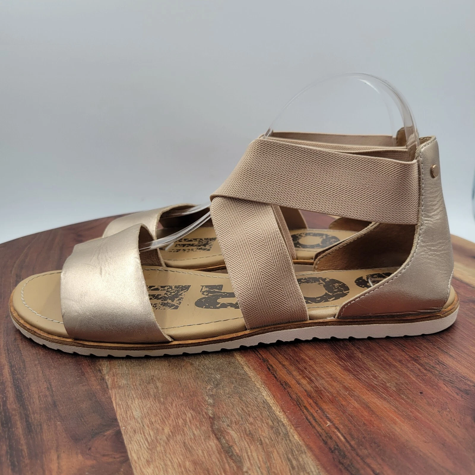 sorel ella leather cross ankle strap strappy shoes