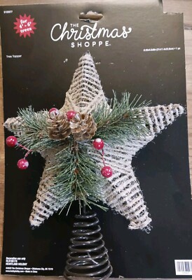 NEW The Christmas Shoppe Rustic Star Tree Topper Woodland 4'-6' Tree