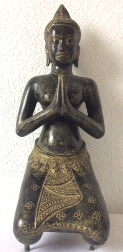 Khmer Queen Buddha Indradevi Bodhisattva Cambodia Bronze Style Angkor - Picture 1 of 20